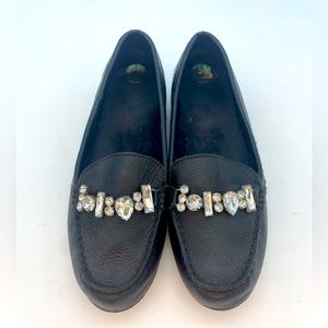 Leather Loafers with Rinestones